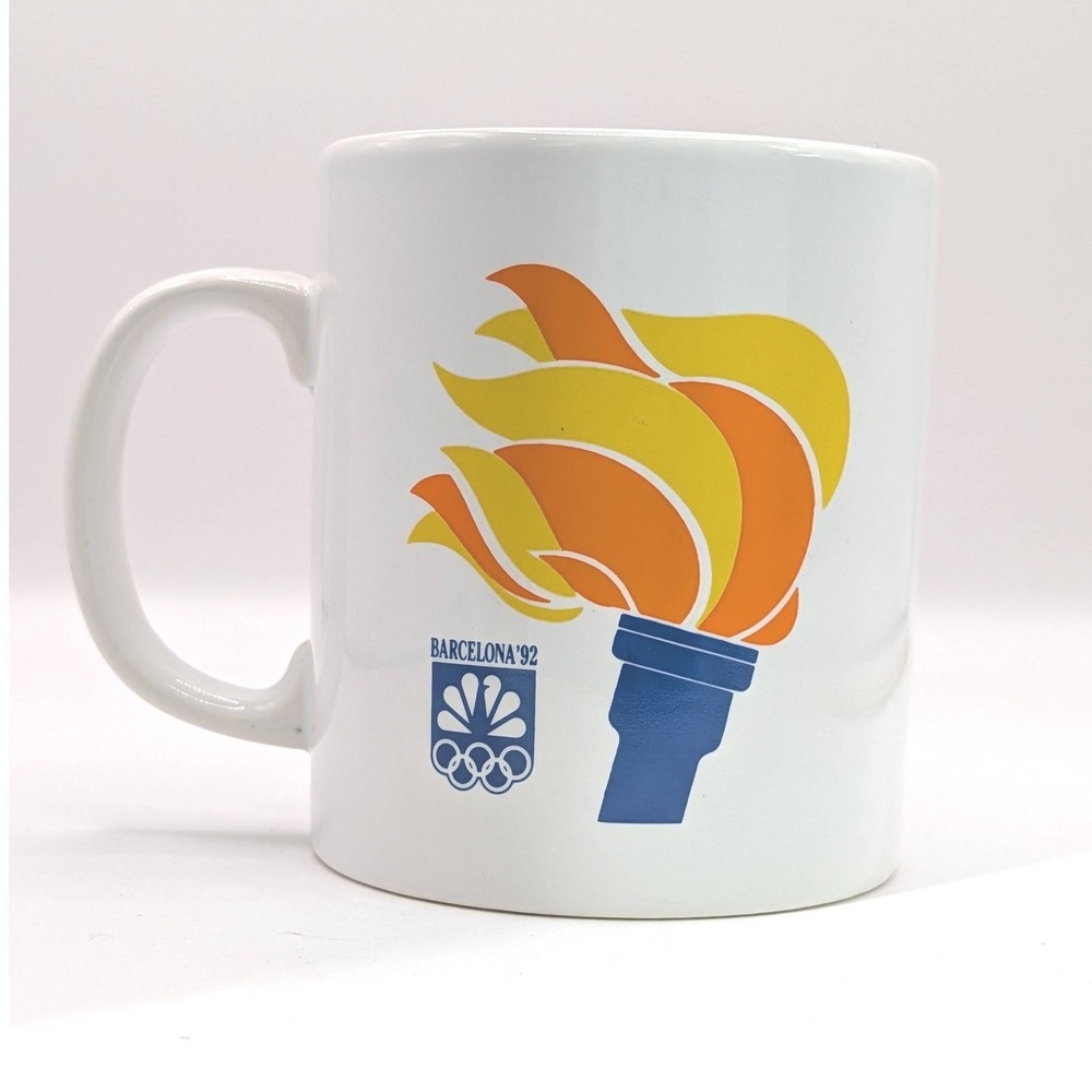 Vintage Coloroll Barcelona 92 Olympic Games NBC Torch Ceramic Mug England White